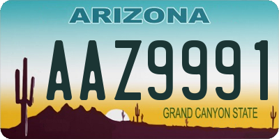 AZ license plate AAZ9991