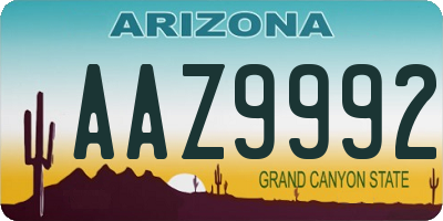AZ license plate AAZ9992