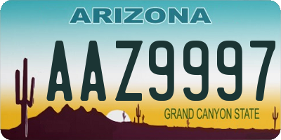 AZ license plate AAZ9997