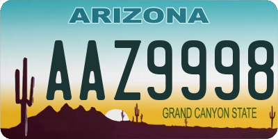 AZ license plate AAZ9998