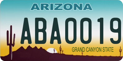 AZ license plate ABA0019