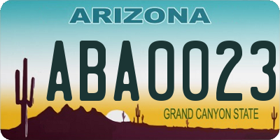 AZ license plate ABA0023
