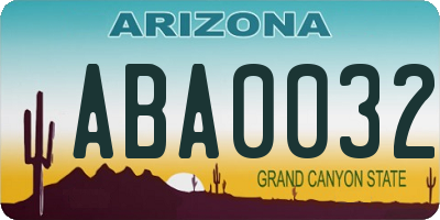 AZ license plate ABA0032