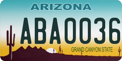 AZ license plate ABA0036