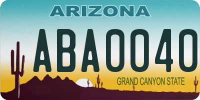 AZ license plate ABA0040