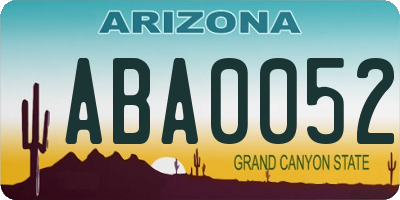AZ license plate ABA0052