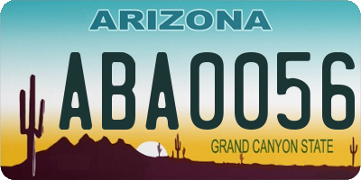 AZ license plate ABA0056