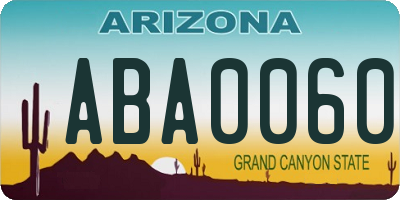 AZ license plate ABA0060
