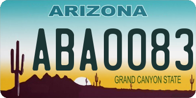 AZ license plate ABA0083