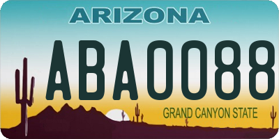 AZ license plate ABA0088