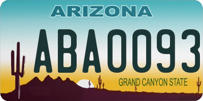 AZ license plate ABA0093