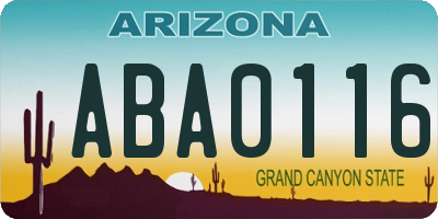 AZ license plate ABA0116