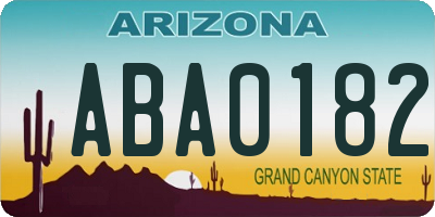 AZ license plate ABA0182