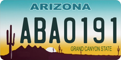 AZ license plate ABA0191