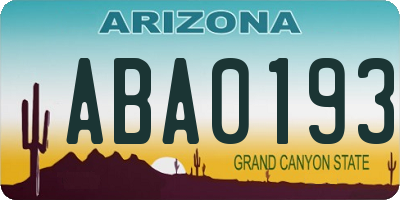 AZ license plate ABA0193