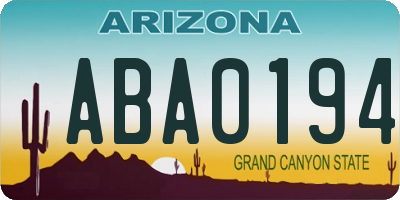 AZ license plate ABA0194