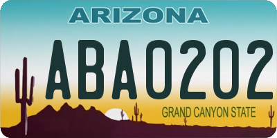 AZ license plate ABA0202