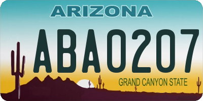 AZ license plate ABA0207