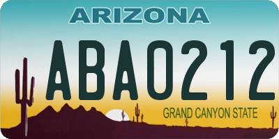 AZ license plate ABA0212