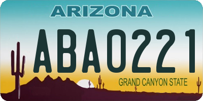 AZ license plate ABA0221