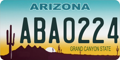 AZ license plate ABA0224