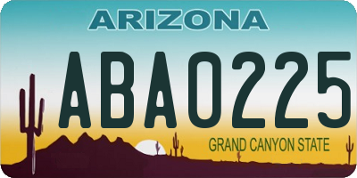 AZ license plate ABA0225