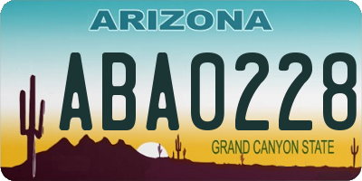 AZ license plate ABA0228