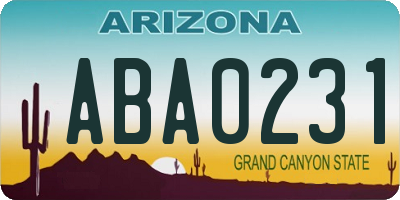 AZ license plate ABA0231