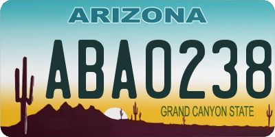 AZ license plate ABA0238