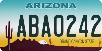 AZ license plate ABA0242