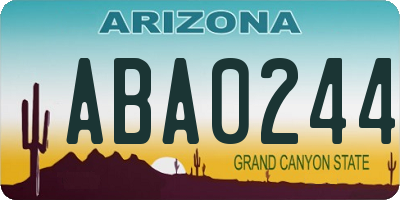 AZ license plate ABA0244