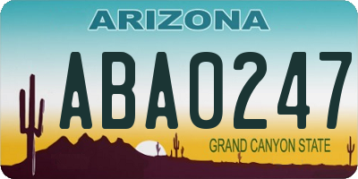 AZ license plate ABA0247