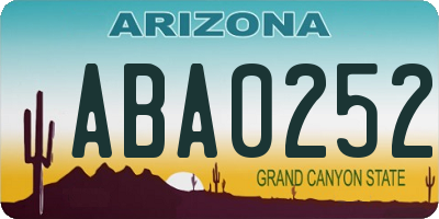 AZ license plate ABA0252