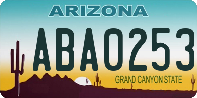 AZ license plate ABA0253