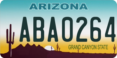 AZ license plate ABA0264