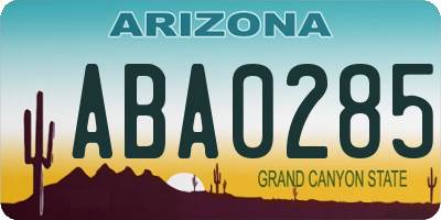 AZ license plate ABA0285
