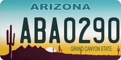 AZ license plate ABA0290