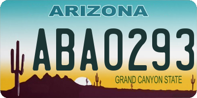 AZ license plate ABA0293