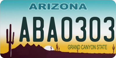 AZ license plate ABA0303