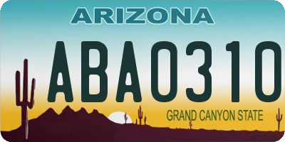 AZ license plate ABA0310