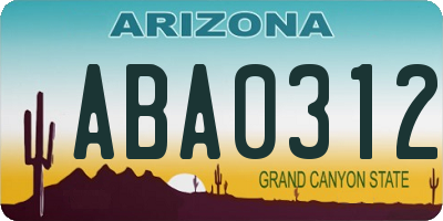 AZ license plate ABA0312