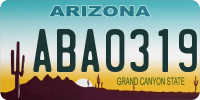 AZ license plate ABA0319
