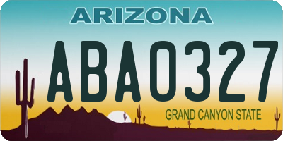 AZ license plate ABA0327