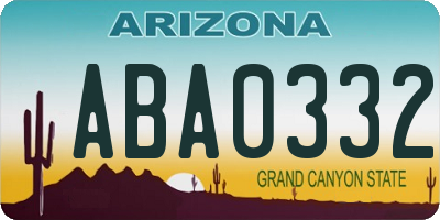 AZ license plate ABA0332