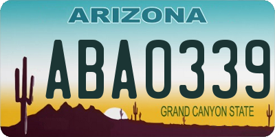 AZ license plate ABA0339