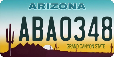 AZ license plate ABA0348