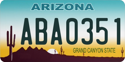 AZ license plate ABA0351