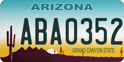 AZ license plate ABA0352