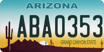 AZ license plate ABA0353
