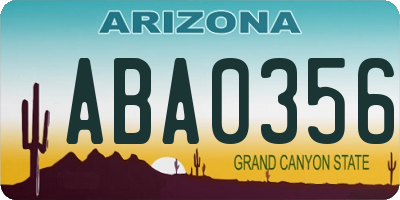 AZ license plate ABA0356